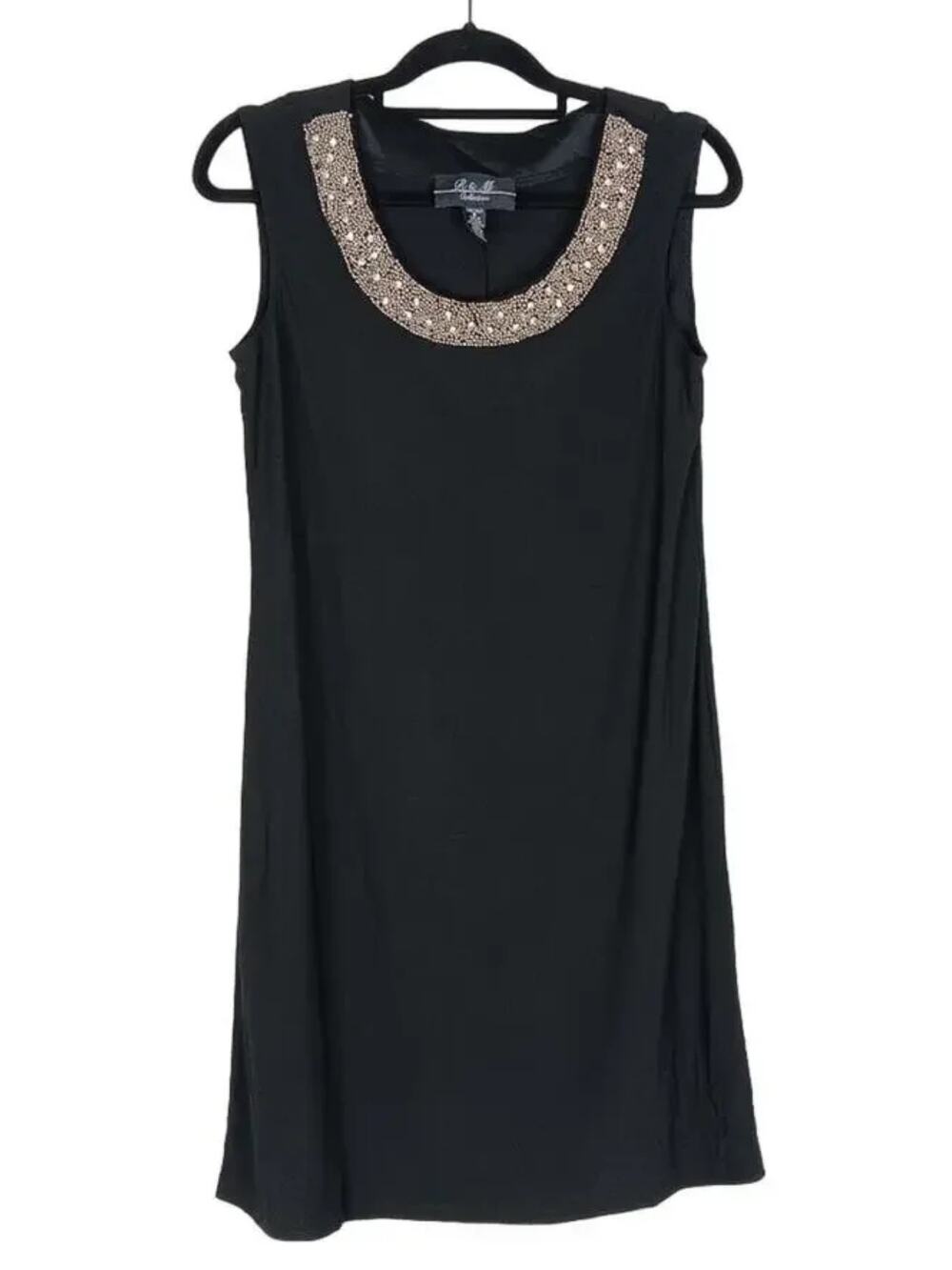 R&M Richards Collection Curved Embellished Shift Dress Size 8 Beads Rhinestones